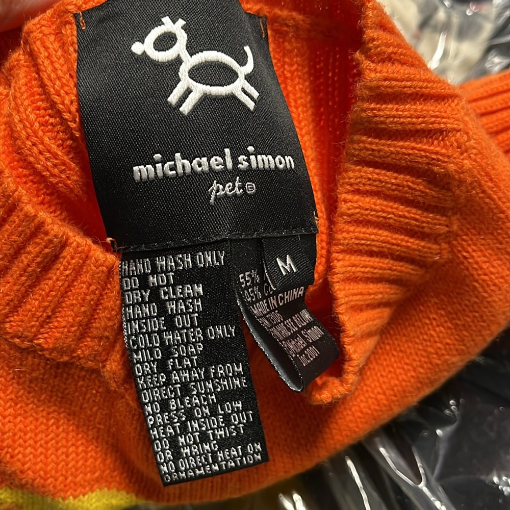 Michael Simon Pet Pumpkin Halloween Dog Sweater Medium Small Dog - Picture 2 of 3